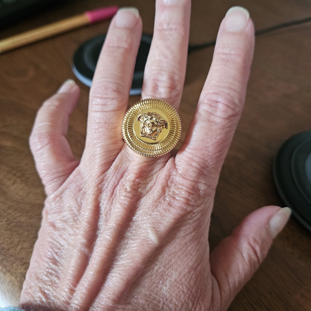 Versace Gold Medusa Unisex Ring - Picture 11 of 11